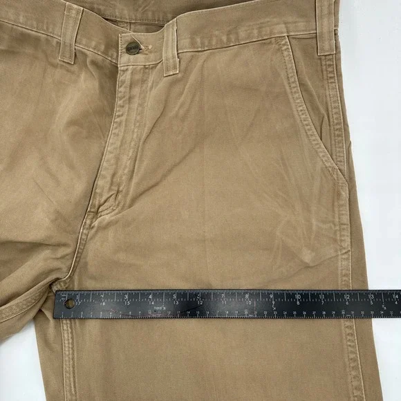 Carhartt Work Pants Mens 38x34 Khaki Cotton Relaxed Fit Utility Canvas ProGear - Picture 5 of 12